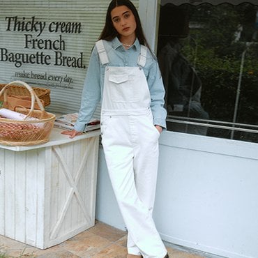 로라로라 POCKET DETAILED OVERALL PANTS WHITE