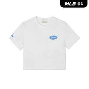 [코리아공식] 여성 바시티 크롭 슬림핏 반팔 티셔츠 LA (White)