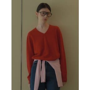 캐시미어 100% 브이넥 풀오버 레드 LF26005KN05RD