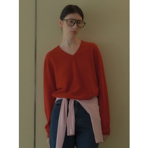 캐시미어 100% 브이넥 풀오버 레드 LF26005KN05RD