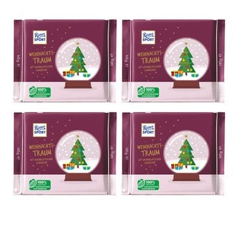  리터 스포트 크리스마스 드림 초콜릿 145g 4팩 Ritter Sport Christmas Dream