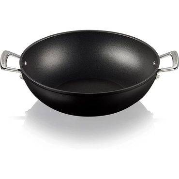  일본 르쿠르제 후라이팬0108 Le Creuset NonStick Wok pan diam. 12 블랙 1676989