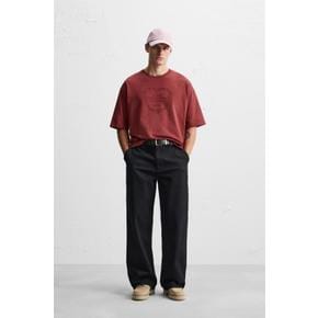 워시드 자수 티셔츠 6224/345 LIGHT MAROON