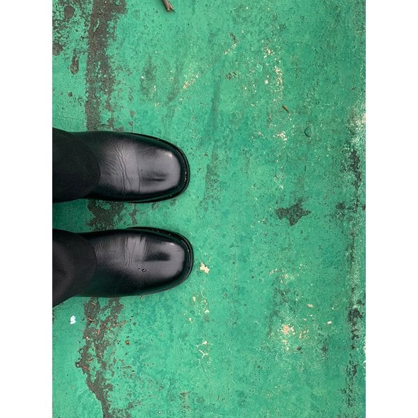 Square toe leather boots - Black