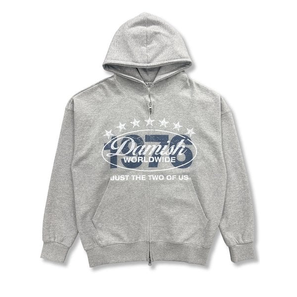 1976 Vintage Crack Twoway Hoodie Zip-Up_Gray