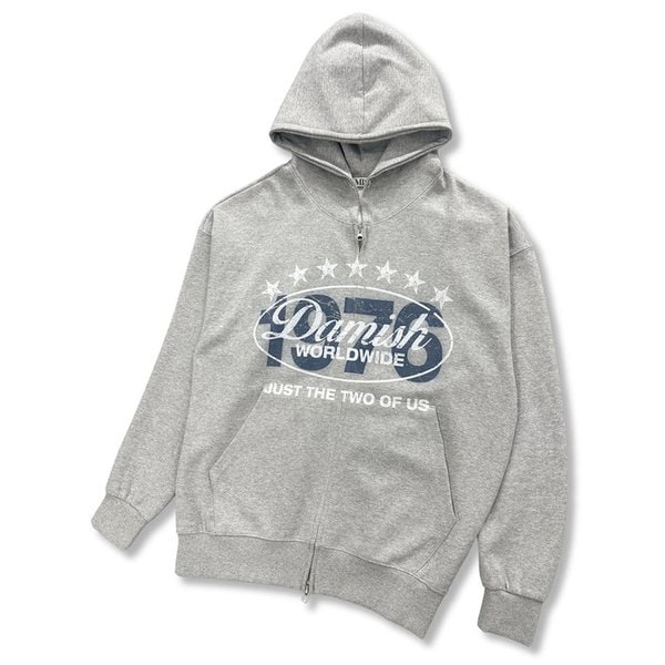 1976 Vintage Crack Twoway Hoodie Zip-Up_Gray