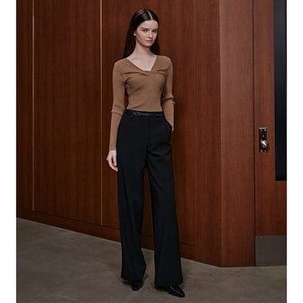 에고이스트 [시흥점] 여성 절개 포인트 세미 와이드 벨티드 팬츠 (EQ4WP261)