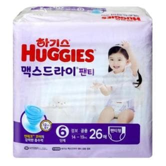  하기스 맥스드라이 팬티형 6단계 공용 26매 4팩