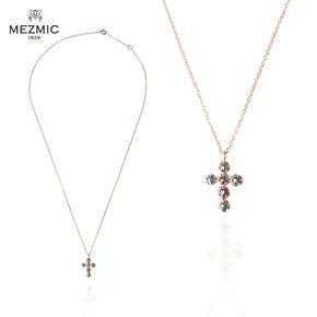 매직 블루 다이아몬드 십자가 목걸이  14k Gold
