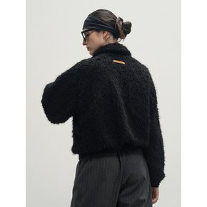 Shaggy Fake Fur Bomber Jacket Black