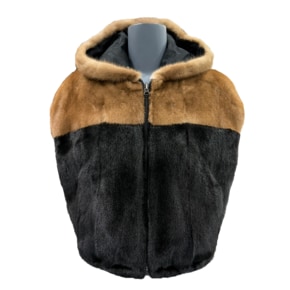 후드 리버서블 배색포인트 밍크 베스트 Hood Reversible Color Point Mink Vest (c047)