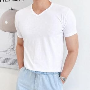남자 브이넥 베이직 남성 이너 여성 여름 무지 데일리 반팔티셔츠