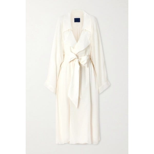 샤론 워초브 리 벨티드 실크 블렌드 트렌치 코트 46376663162980655
