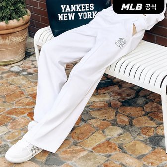 MLB [코리아공식][노정의 착용] 여성 바시티 핀턱 와이드팬츠 NY (Ivory)