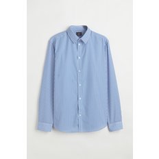 이지 케어 슬림핏 셔츠 라이트 블루/화이트 스트라이프 0976709009
