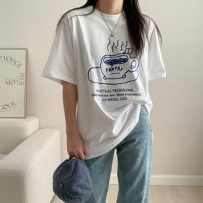 팬트리 드로잉 오버핏 라운드넥 반팔티_P397673520