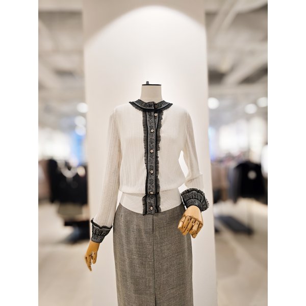 [파주점] [더아이잗컬렉션]프릴 레이스 디테일 립 가디건 CR3A1CD921