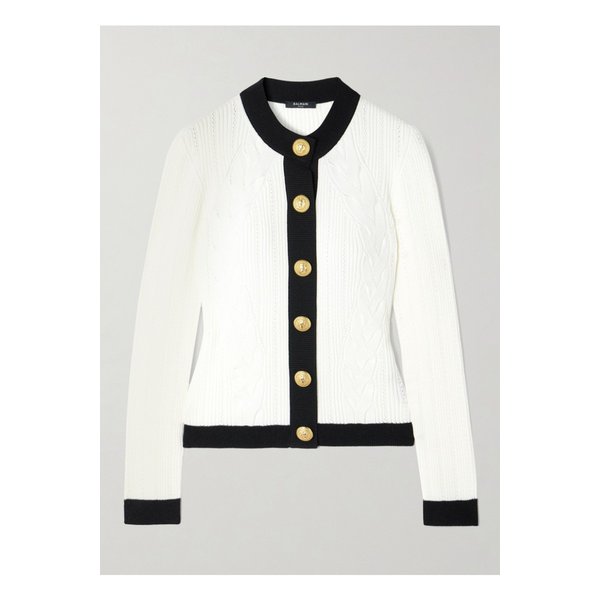 투톤 니트 가디건 화이트 46376663162844177