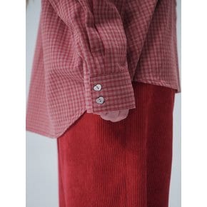 HEART BUTTON CHECK SHIRT, RED