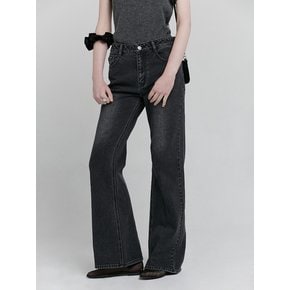 SEMI BOOTCUT DENIM PANTS [BLACK]