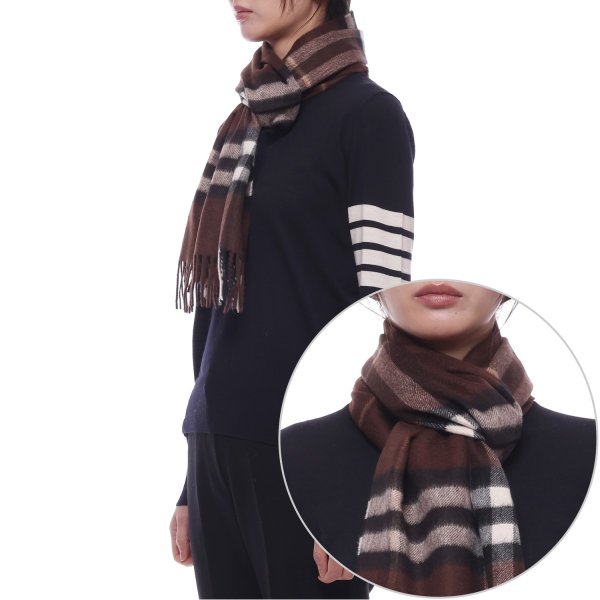[부산점] 25FW 여성 체크 캐시미어 머플러 (8112638 TREACLE BROWN W 25F)