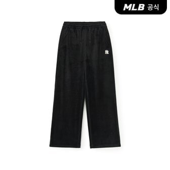 MLB [코리아공식] 여성 베이직 스몰로고 골지 벨로아 세미 와이드팬츠NY(Bk)