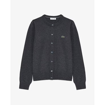 라코스테 25FW 여성  베이직 크루넥 가디건  AF122E-55N 050(차콜그레이)