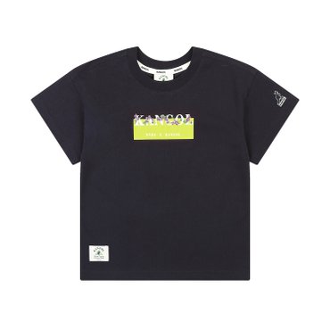 캉골키즈 NYBG 레터링 컬러 블록 그래픽 티  QB 0421 다크 네이비