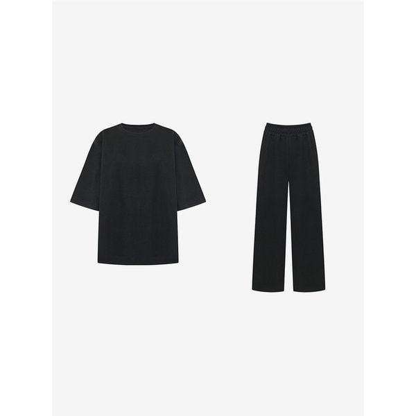 라운드넥 반팔 티셔츠 + 밴딩 팬츠 SET (VMOBC1505)