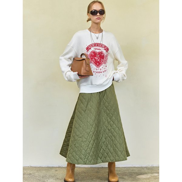 퀼팅 패딩 스커트_카키