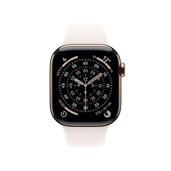 워치 11 셀룰러 46mm 골드 티타늄, 라이트 블러시 스포츠 밴드 (SM) MFD54KH/A