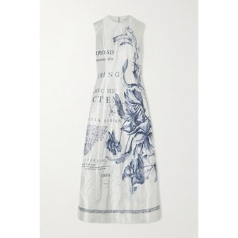 에르뎀 플로럴 프린트 크링클 새틴 미디 원피스 46376663162952607