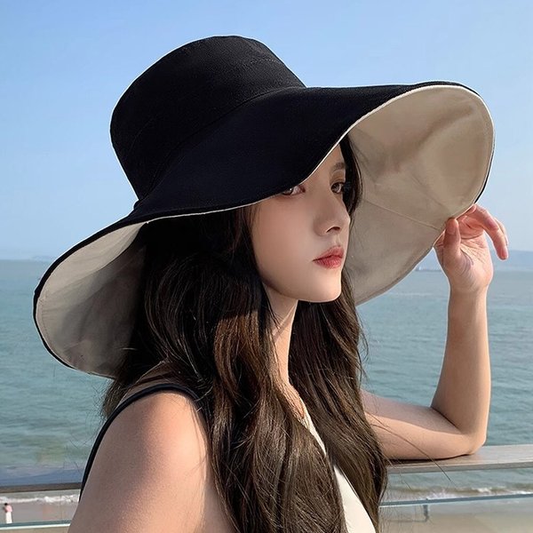 [아일렌]데이즈 양면 버킷햇(블랙 베이지)