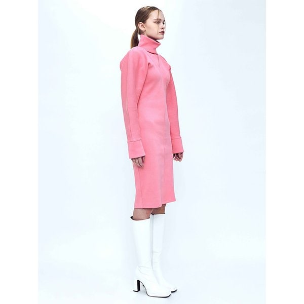 Draped Rib Dress _ Pink