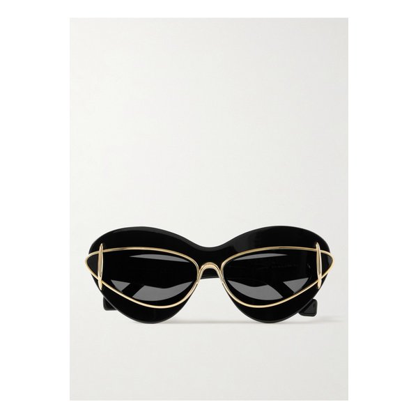 더블 프레임 캣아이 골드톤 아세테이트 선글라스 블랙 1647597322468379