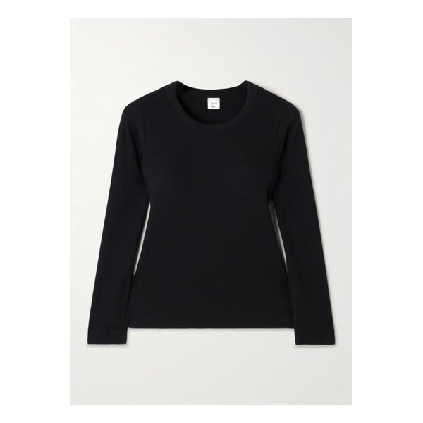 리셋 켈리 골지 스트레치 코튼 저지 탑 블랙 1647597350187031