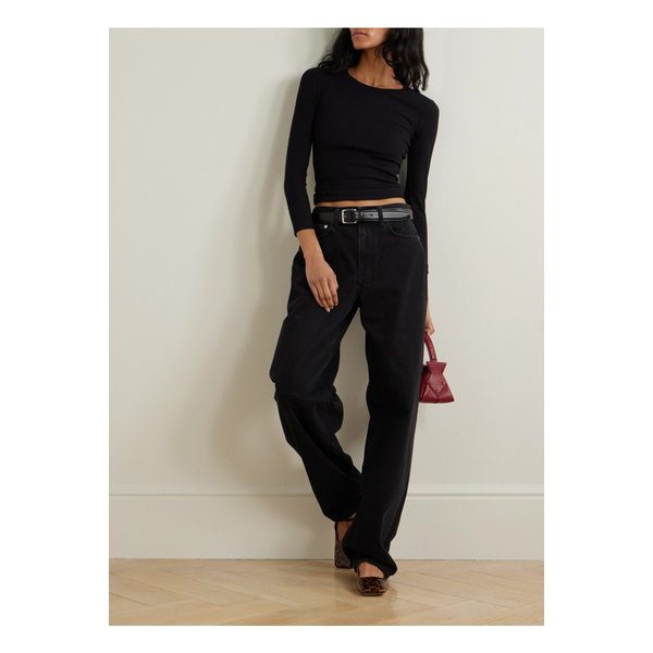 리셋 켈리 골지 스트레치 코튼 저지 탑 블랙 1647597350187031