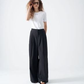 Two tucks wide pants_Black