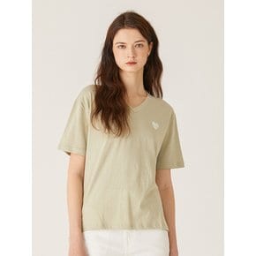 Merci Logo V-neck T-shirt_LT-KHAKI (SA3STN5_62)