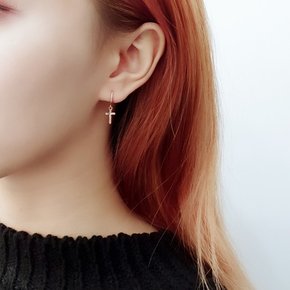 14k 십자가 컷팅 원터치 귀걸이 OPNIE2054-1