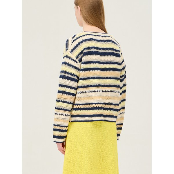 멀티 스트라이프 니트 자켓_BAJK02511BK