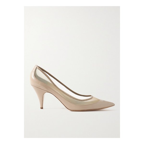 케이트 리버 아이코닉 메시 트리밍 페이턴트 가죽 펌프스 베이지 1647597325841301