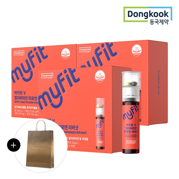 [동국제약/쇼핑백증정] 마이핏 멀티비타민 피로앤 리버샷 (10병) 3박스 / 고함량 멀티비타민 피로개선 간건강 활력 면역