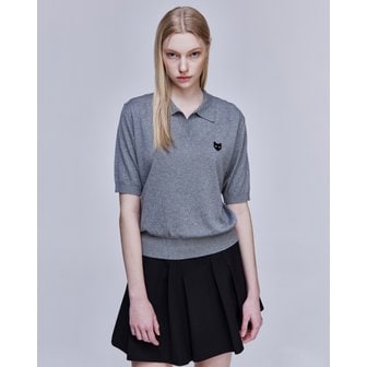 송지오 [파주점] [송지오우먼]지제로 팬서 오픈 카라 니트 그레이 WH3KT803GY