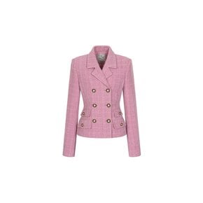 112083 Wide Notched Collar Tweed Jacket-PK