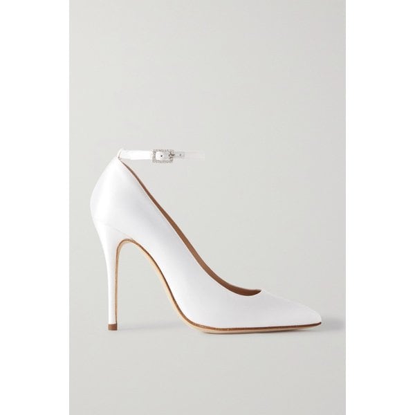 크리스탈 장식 실크 새틴 펌프스 화이트 1647597305660889