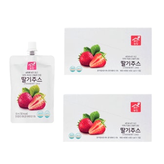맑은농장 무첨가 딸기주스 국내산 과일채소 100%(100ml*10포/2박스)