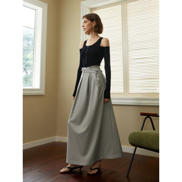 YY_high-rise pleated skirt