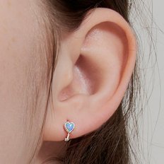 opal mini heart earring