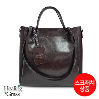 힐링그래스 [여주점] [스크레치] 소가죽 숄더백 수납력 좋은 다용도 데일리 토트백 (크로스끈) HGCL3532CF-S